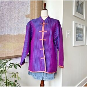 Sam Hilu's Classics Women's Small Oversize Quilted Silk Reversible Kimono Jacket